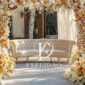 Event Loveseat Velvet Tufted Arm Sofa for Wedding Apartment Hotel Use-Bride and Groom Sofa - Product Image 4