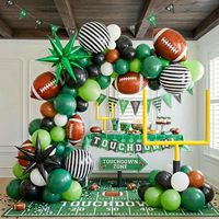 Kit de arco de globos de fútbol americano verde oscuro, marrón y negro, columna de soporte autoportante, estrella de aluminio, decoración para cumpleaños, eventos deportivos y fiestas al aire libre