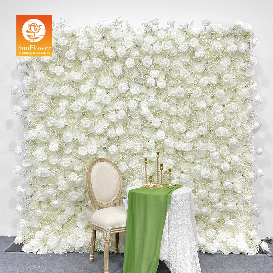 Sunwedding Silk Flower Wall Wedding Stage Backdrop Artificial Flowers Wall for Home Wall Decor