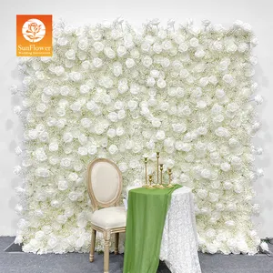 घर की दीवार की सजावट के लिए सनवेडिंग सिल्क फूलों की दीवार, शादी के स्टेज की पृष्ठभूमि, कृत्रिम फूलों की दीवार