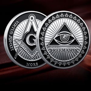 Freemasonny God'S Eye pièce commémorative Double face peinture cuisson pièce <span class=keywords><strong>de</strong></span> médaille commémorative maçon gratuite - Product Image 2