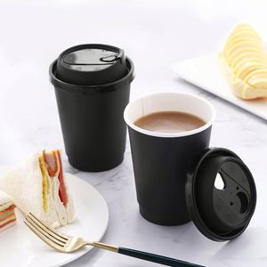<b>Disposable</b> 90mm 10oz Double Wall Black Coffee Paper <b>Cup</b> for Hot Drinks Paper Coffee <b>Cup</b> Takeaway Spot Goods - Product Image 2