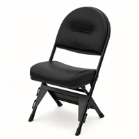Chaise pliante rembourrée noire robuste avec cadre en acier renforcé, qualité commerciale, pour événements, bureaux, hôtels
