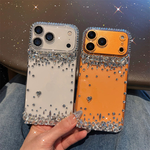 เคสโทรศัพท์ iPhone 16 17 Plus สวยงาม ป้องกันอย่างดี ประดับเพชร, เคส iPhone 17 Pro Max คริสตัลรูปหัวใจ ประดับเพชร แบบไฮบริด - Product Image 1