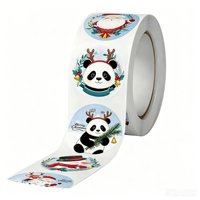 Autocollants ronds découpés sur mesure, imperméables, à motifs d'animaux de dessin animé, pour enfants, idéaux pour la décoration de salles de classe, de fêtes et de cadeaux, vente en gros directe usine.