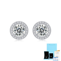 INS 18k Plaqué Or Micro Incrusté 7MM Moissanite Cercle Boucles D'oreilles Personnalisé En Laiton Cercle Bijoux Dropshipping Disponible