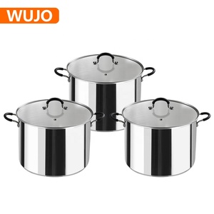 Fabricante 3 uds logotipo personalizado cocina <span class=keywords><strong>grande</strong></span> <span class=keywords><strong>olla</strong></span> de acero inoxidable juego de ollas de cocina de acero inoxidable - Product Image 1