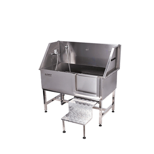 Baignoire de toilettage pour chien ALFAPET AP-908S en acier inoxydable avec échelle à deux marches, porte latérale et robinet intégré pour salon - Product Image 2