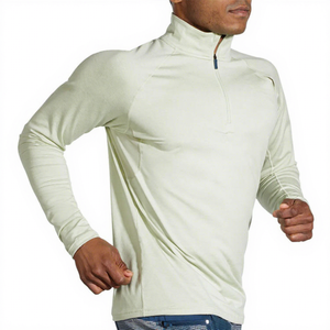 Chemise de performance ajustée pour homme, blanche, à manches longues, col montant, quart de zip, en polyester, anti-humidité, toutes saisons, jersey Drifit - Product Image 4