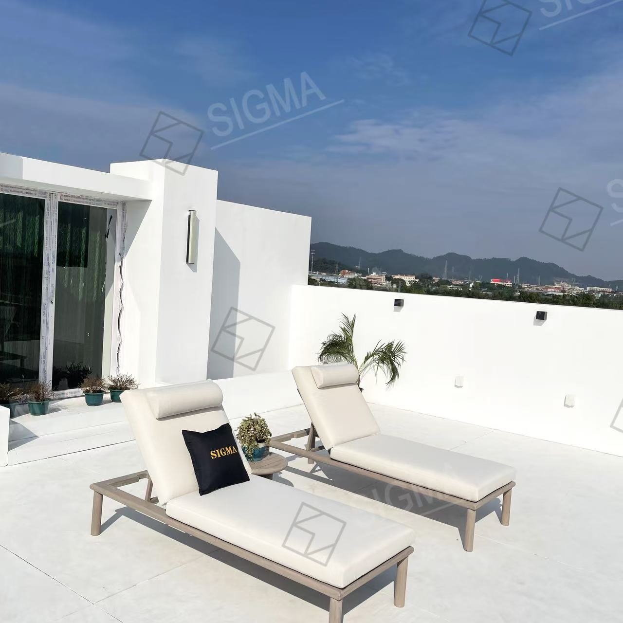 Wooden Chaise Lounge Outdoor Teak Garden Set Daybed Furniture Teak Canopy Daybed