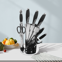 HSK Ensemble de couteaux de cuisine en acier inoxydable avec ciseaux et support en acrylique de vente à chaud