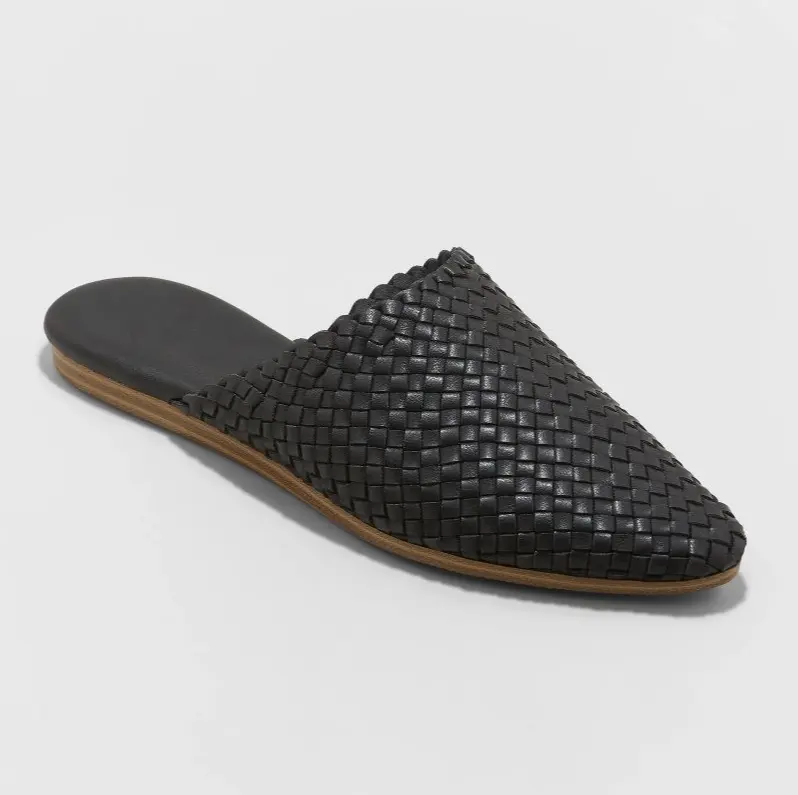 Black Beige White Slip on Sandals Mules Trendy Flat Sandals Slippers For Women