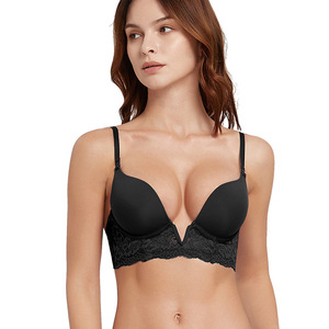Lingerie sexy en V profond pour femmes, <span class=keywords><strong>soutien</strong></span>-<span class=keywords><strong>gorge</strong></span> sans couture pour petit buste, vente en gros de style français - Product Image 3