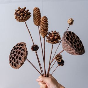 CallaFloral – Cône de lotus séché et cône de pin sur branche unique pour décoration intérieure - Product Image 2