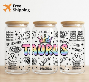 Sublimation Straight Tumbler Wrap Design 16oz for Glass Can Cups Aesthetic Horoscope Constellation Crown Ghost Skin Wrap Decal - Product Image 1