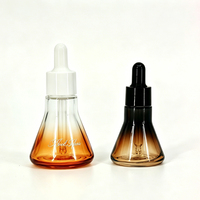 Botol Kosmetik Kaca Kosong Mewah 15ml 30ml 50ml Bentuk Kerucut untuk Perawatan Kulit, Minyak Kutikula, Krim Mata, Minyak Jenggot & Rambut, dengan Pipet