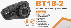 EuroFone BT18-<strong>2</strong> Riders Helmet <strong>Intercom</strong> <strong>System</strong> Motorcycle Conference Helmet Headset with Radio Communication Features - Product Image 2