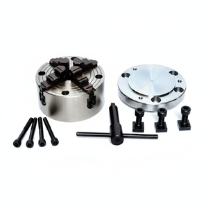 Portabrocas independiente de 4 mordazas de carga frontal de 100mm (montaje frontal) con placa posterior adecuada - Product Image 1