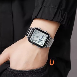 Skmei 1888 affichage numérique LED montre électronique étanche affichage de la semaine bracelet en acier inoxydable affaires mode hommes montres de <span class=keywords><strong>Sport</strong></span>