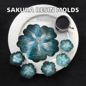 Posavasos de bandeja <span class=keywords><strong>Sakura</strong></span> grande personalizado a la moda DIY, moldes de silicona UV epoxi, juego de moldes de Resina de silicona para mesa, arte artesanal, decoración del hogar - Product Image 3