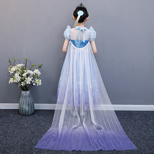 Nuovo <span class=keywords><strong>Vestito</strong></span> <span class=keywords><strong>da</strong></span> Festa Blu di <span class=keywords><strong>Elsa</strong></span> e Anna per Bambine, Costume <span class=keywords><strong>da</strong></span> Principessa con Mantello Lungo, Abito per Feste per Bambini BX1756 - Product Image 2