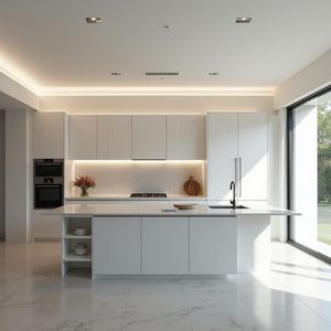 AisDecor Meubles sur mesure de design professionnel, style minimaliste, <span class=keywords><strong>armoire</strong></span> de <span class=keywords><strong>cuisine</strong></span> en laque blanche mate - Product Image 1