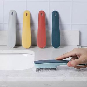 Color Block Shoe Cleaning <b>Brush</b> with <b>Long</b> <b>Handle</b> Scratch Resistant Plastic for Home Laundry and Clothing Cleaning - Product Image 1