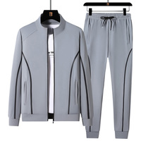 Ensemble de survêtement décontracté pour homme, col montant, fermeture éclair, coupe oversize, deux pièces, sweat à capuche et pantalon de jogging