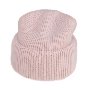 Bonnet tricoté en fourrure de lapin d'Angola de haute qualité pour femme, chapeau d'hiver OEM, mode, uni, chaud, en cachemire et laine, triple épaisseur - Product Image 2