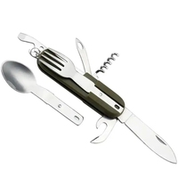 Ensemble d'ustensiles de camping Fourchette de pique-nique pliante portable Cuillère Couteau Ensemble Ouvre-bouteille Vaisselle d'extérieur