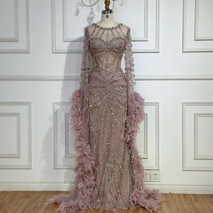 Serene Hill LA72708A Abito da Sera Rosso con Scollo Rotondo, Sirena e Perline, Maniche a Volant, <span class=keywords><strong>Vestito</strong></span> Formale da Festa per <span class=keywords><strong>Donna</strong></span> - Product Image 4