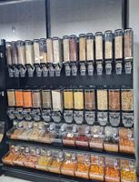 Présentoir de supermarché à poubelle à gravité en plastique dispensadores de granos distributeur de grains pour aliments en vrac