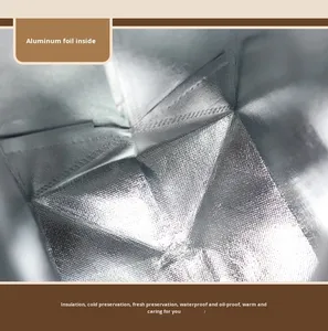 Sacs d'emballage alimentaire à emporter avec logo imprimé, en aluminium et tissu non tissé isolant, avec poignée longue pour gâteaux et thé au lait - Product Image 6