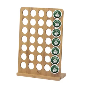 Kayu Rak Display Kopi Bambu K-cups Pod Organizer Pemegang Kayu Kopi Pod Penyimpanan