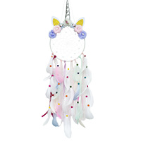 Décoration murale en coton Art Déco Licorne pour chambre de filles, attrape-rêves en plumes pour enfants