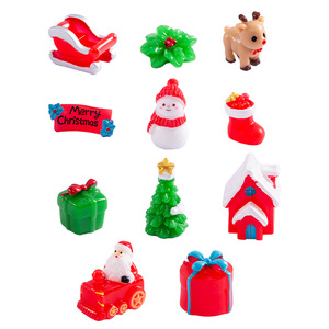 Juego de Adornos Navideños en Miniatura de Resina con Santa Claus, Muñeco de Nieve, Casa de Árbol y Regalos, Decoraciones para Interiores - Product Image 1