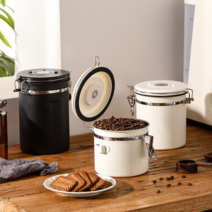 Coffee Bean Storage Jar 304 Stainless Steel Sealed Container With <b>Clip</b> On Lid For Coffee Powder Milk Powder Storage - Product Image 1