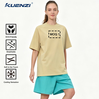 T-shirt pour femme Kuenzi avec logo personnalisé, tissu en fibres recyclées écologiques 220GSM, léger et respirant, design patchwork