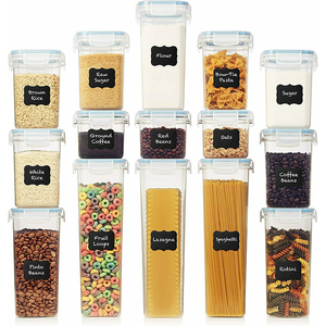 8 Pcs Air Tight Kitchen Organizer Canisters And Jars Clear Plastic Airtight Food Pantry Storage Stacking Containers Set Bulk