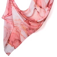Foulard Hijab en Polyester à Imprimé Numérique Marbre Aquarelle, Châle Ethnique pour Femme, Mode Pudique, pour Usage Quotidien, Personnalisable
