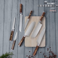Ensemble de couteaux de cuisine de chef en acier inoxydable allemand 1.4116 à haute teneur en carbone manche en bois de rose octogonal boîte-cadeau personnalisée emballage de logo