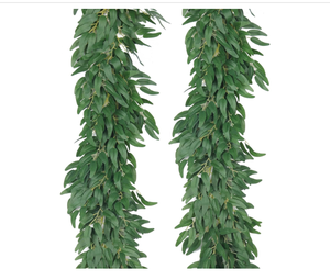 Feuilles de Saule Artificielles Brindilles de Vigne 2Pcs 6Ft Faux Plante Suspendue Soie Saules Feuille Lierre Guirlande Faux Italien Ruscus Verdure - Product Image 1
