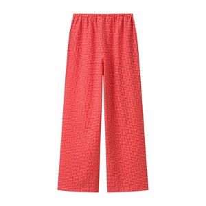 Conjunto de Blusa <span class=keywords><strong>con</strong></span> Volantes y Pantalones Anchos a Cuadros, Diseño Personalizado, Atuendo Casual de Dos Piezas para Mujer, OEM/ODM por Fábrica China - Product Image 5