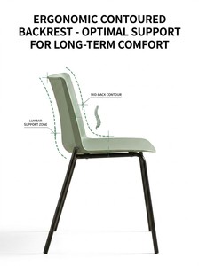 Silla Nórdica <span class=keywords><strong>de</strong></span> Plástico Apilable con Respaldo Ergonómico Minimalista Reforzado con Nervaduras Cruzadas, <span class=keywords><strong>de</strong></span> Polipropileno, para Cocina, Isla, Oficina en Casa y Estudio - Product Image 2