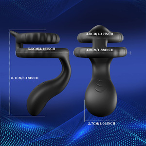 Anillo doble <span class=keywords><strong>de</strong></span> silicona con bloqueo, anillo fino, masajeador <span class=keywords><strong>de</strong></span> ano y próstata para hombres, dispositivo <span class=keywords><strong>de</strong></span> masturbación con retardo <span class=keywords><strong>de</strong></span> tiempo - Product Image 2