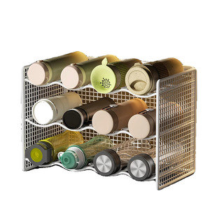 Support de rangement pour tasses d'eau en acier inoxydable, type rectangulaire, organisateur de placard multifonctionnel pour salon, étagère de bureau - Product Image 1