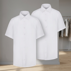 Camisa Oxford Blanca de Manga Corta para Niñas, Uniforme Escolar para Adultos, Poliéster/Algodón, En Stock - Product Image 2