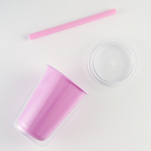 Copo Plástico Grande de 720ml com Dupla Parede e Canudo, Resistente ao Calor, Reutilizável para Bebidas - Product Image 4
