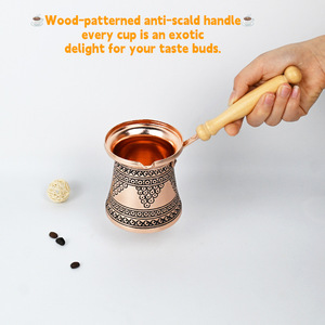 Cafetera Turca Artesanal de Cobre con Asa de Latón y Diseño de Uvas, Ibrik Cezve <span class=keywords><strong>para</strong></span> Café Turco, Griego y Árabe Auténtico - Product Image 3