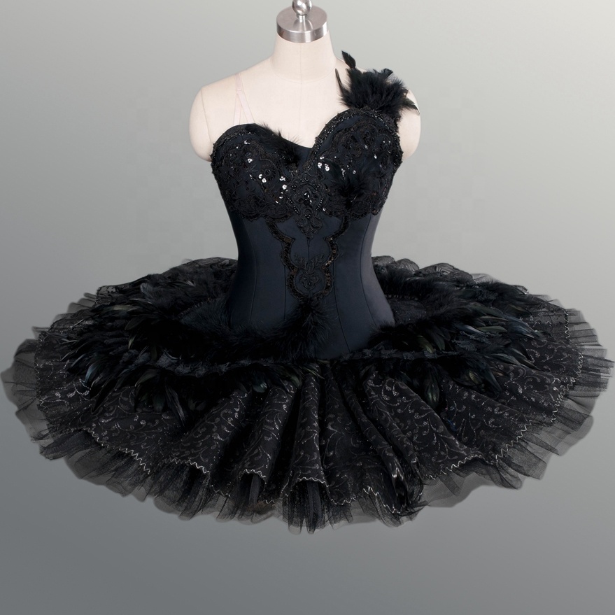 ブラックチュチュ バレエ衣装 Customized Black Swan Costume Tutu Dress for Ballet & Halloween